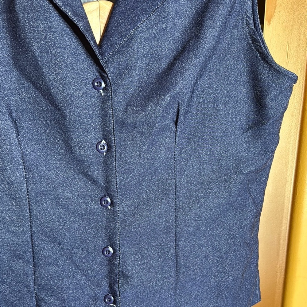 Vintage Indulgence Indigo Blue Jean Vest Pantsuit Size Large - Picture 5 of 13